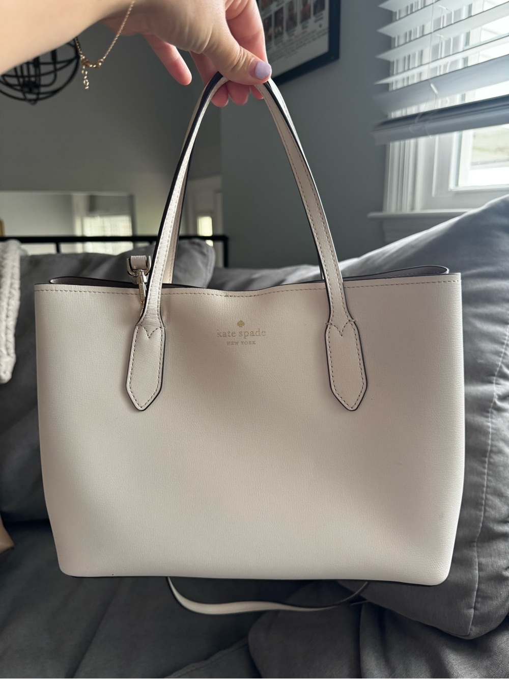 kate spade Cream/Black Trim Leather Tote